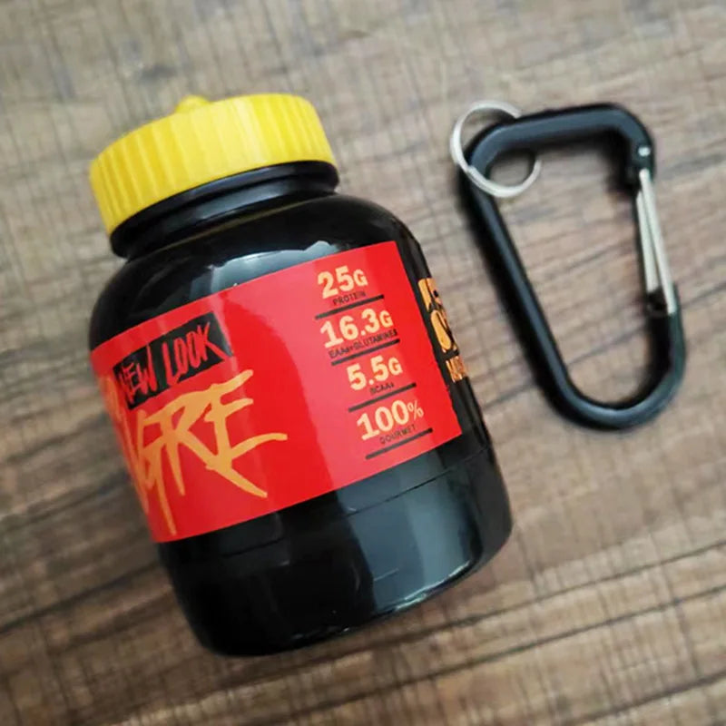 Portable Mini Protein Powder Bottle with Whey Keychain Health Funnel Medicine Box Small Water Cup, Outdoor Camping Container, Ho