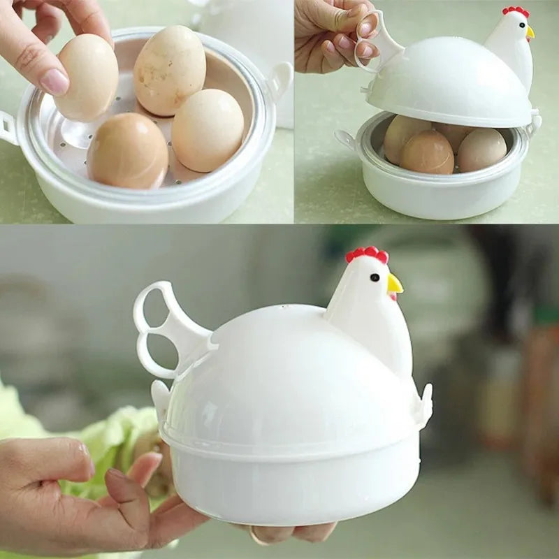 New Lovely Chicken Shaped Egg Boiler Steamer 4 Eggs 1Egg Microwave Egg Cooker Cooking Tool Kitchen Accessories