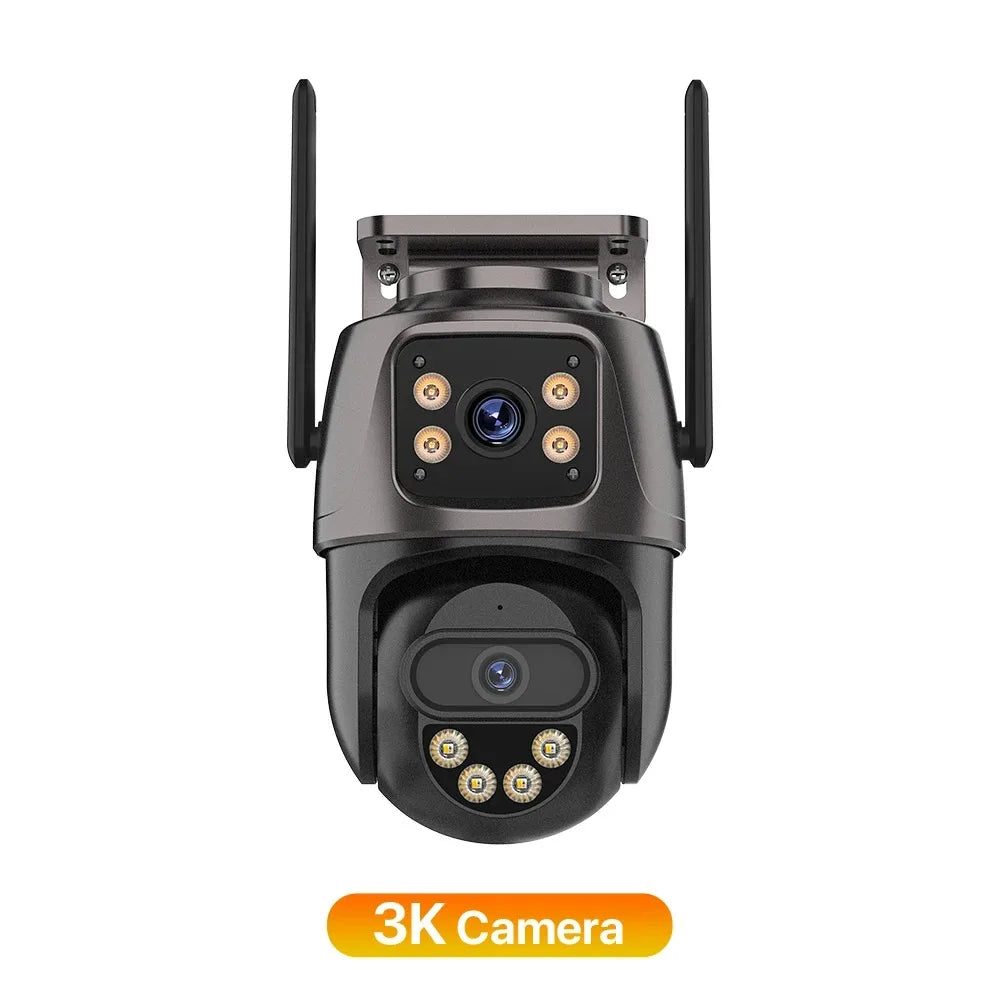 IP Camera 6K 9MP HD WiFi Outdoor Camera 8x Zoom Three Lens Dual Screen Home Security PTZ Camera 6MP Video Surveillance ICSee