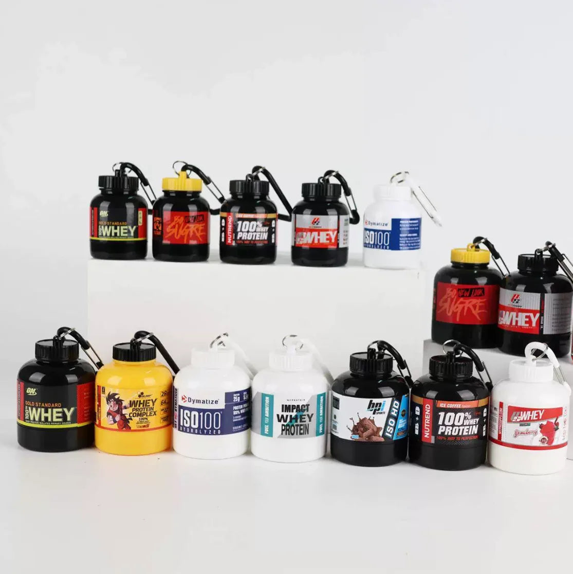 Portable Mini Protein Powder Bottle with Whey Keychain Health Funnel Medicine Box Small Water Cup, Outdoor Camping Container, Ho