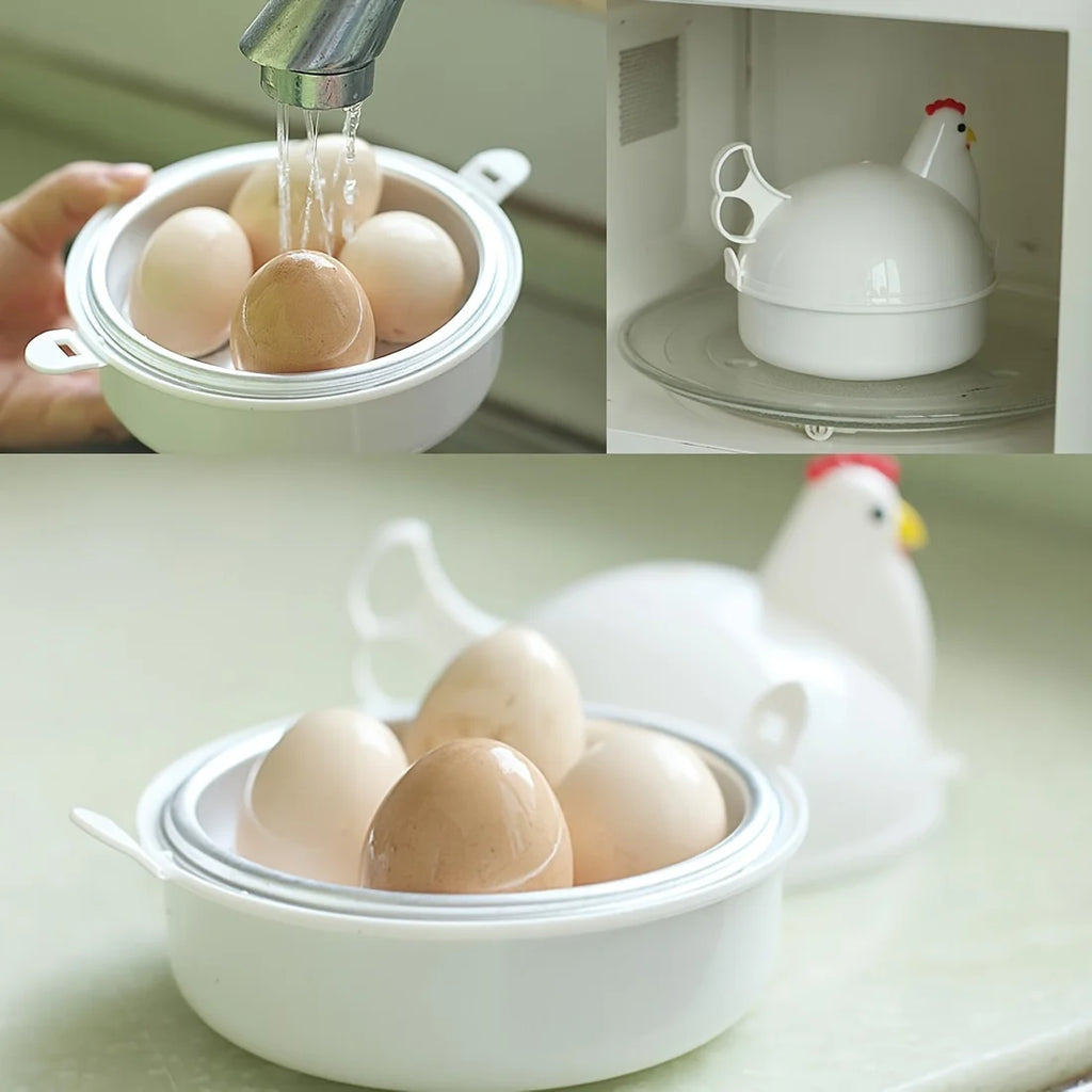 New Lovely Chicken Shaped Egg Boiler Steamer 4 Eggs 1Egg Microwave Egg Cooker Cooking Tool Kitchen Accessories